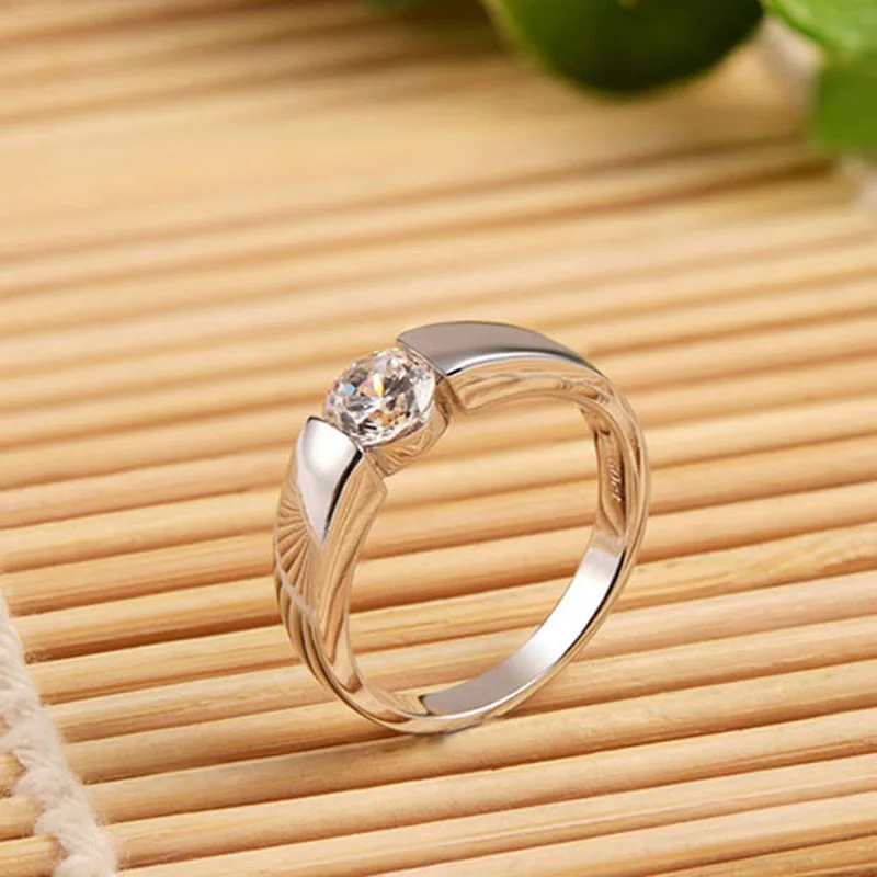 0.50CT круглое кольцо из моиссанита чистое 14K твердое белое золото Помолвочные
