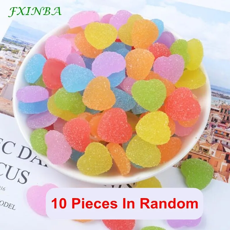 Type A FXINBA 10 шт./партия, имитация конфет, сердце, амулеты для слайма, глина, торт, сделай сам, любовь, подвески, украшение для телефона, слайм, набор игрушек - Цвет: Type A