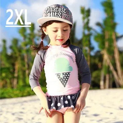 2XL С длинным рукавом Двойка для маленьких девочек, милые Сыпь гвардии bikinichildren письмо купальный костюм ванный комплект UPF50+ морская пляжная Солнцезащитная одежда - Цвет: 2XL