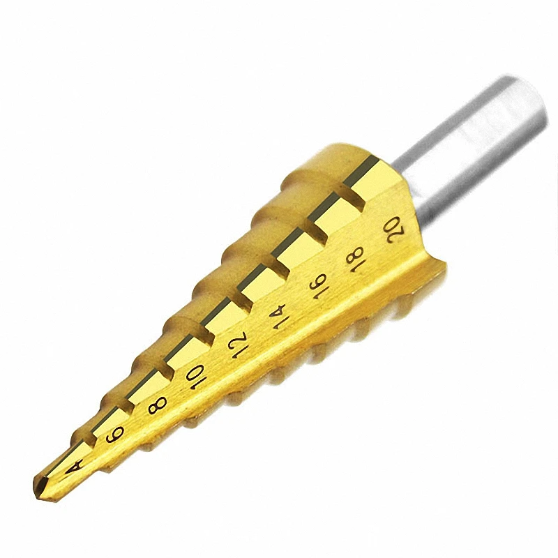 3Pcs 4241 HSS titanium-plated triangular handle step drill 4-32 4-20 4-12 pagoda Core Drill Bit | Инструменты