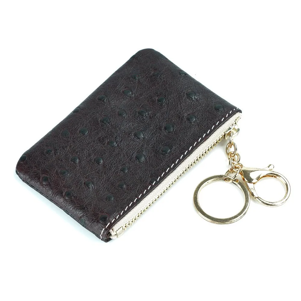 Ostrich Purple Кошелек для монет из натуральной кожи, женский маленький кошелек, мини-кошелек на молнии, детские Студенческие карманные кошельки, держатель для ключей - Цвет: Ostrich Purple