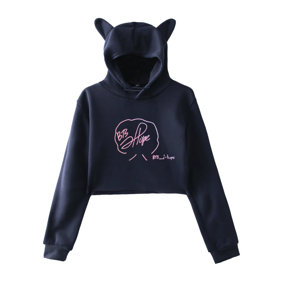 Лидер продаж короткий кошачий Топ JIMIN Love Yourself модная толстовка с капюшоном SUGA Print