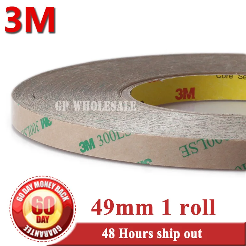 49mm*55M 300LSE PET Ultra Strong Adhesion Double Sided Sticky Tape for Electronics Touch Panel Nameplate Frame Display Assemble