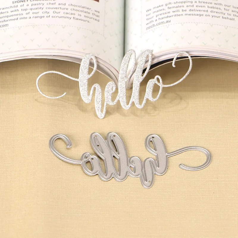DUOFEN металлические режущие штампы hello lettering тиснение трафарет бумага для