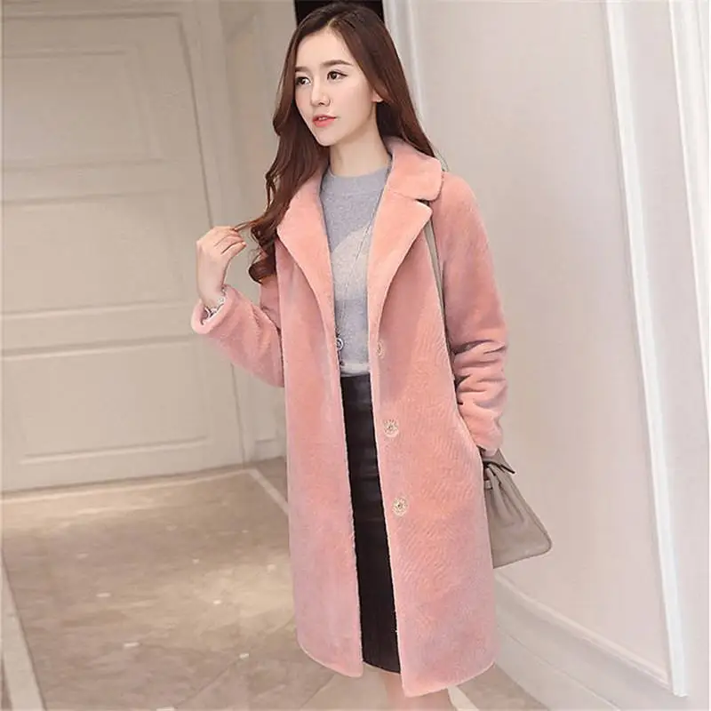 

Women Winter Fashion Real Fur Coat Slim Natural Sheep Shearing Fur Overcoat Female Loose Thick Warm Wool Outerwear Coat M37