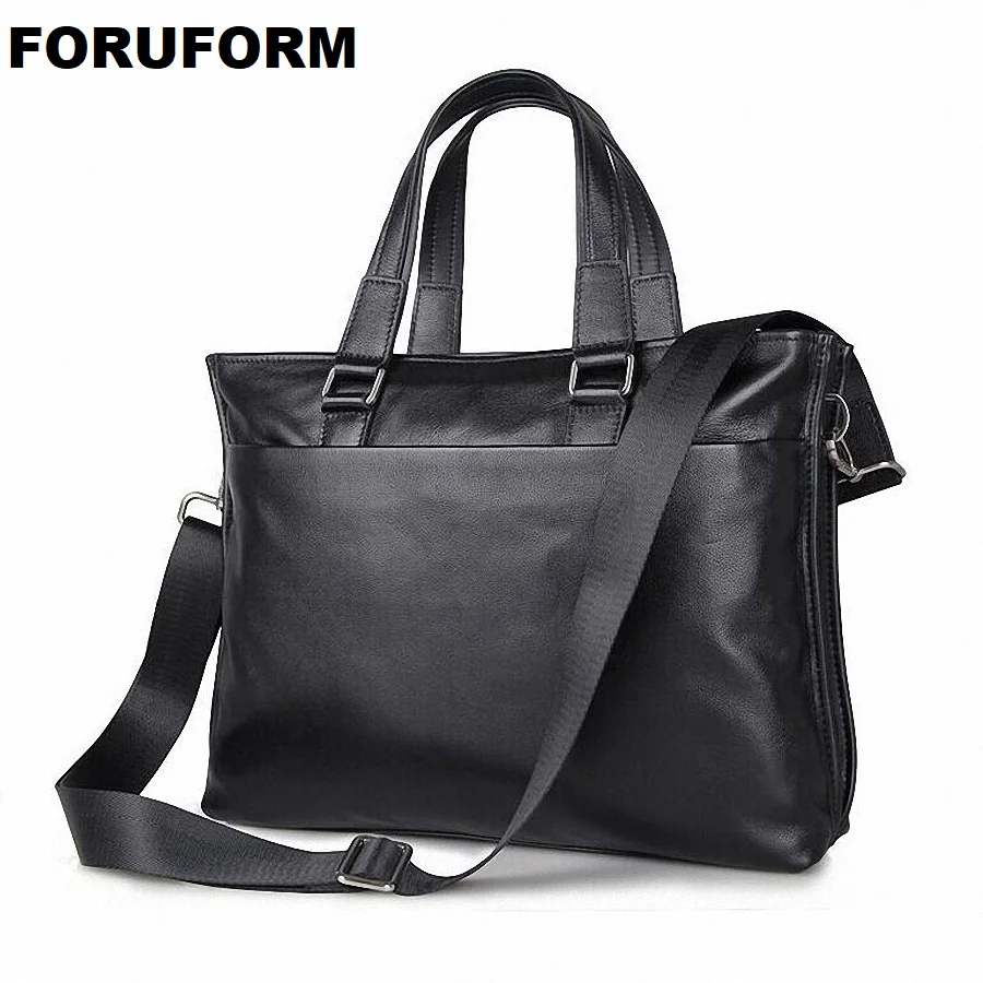 Luxury Brand Genuine Leather Briefcases Laptop Briefcase Business Zipper Brown Black Handbag Soft Cowhide Bag LI-1283