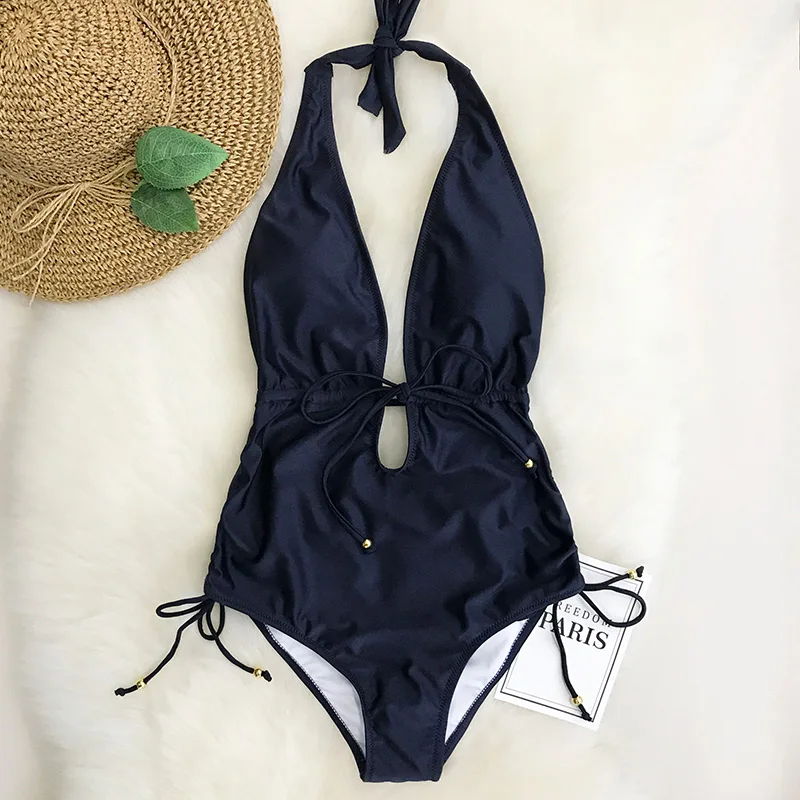 CUPSHE лучшие пожелания Холтер Цельный купальник открытая спина глубокий v образный