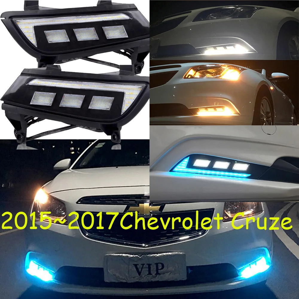 

1 комплект 2015 2016 2017 год для Chevrolet Cruze Дневной светильник автомобильные аксессуары светодиодный DRL головной светильник для Cruze противотуманный свет светильник
