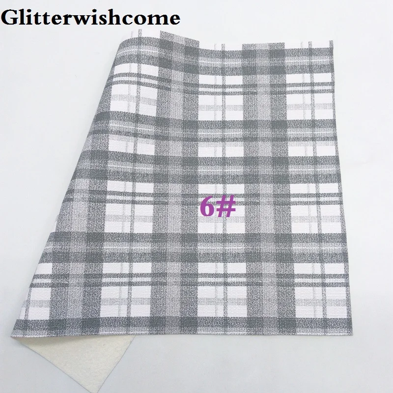 6 Glitterwishcome 21X29 см A4 размер винил для бантов печатные пледы тартан кожа Fabirc искусственная кожа листы для бантов, GM218A - Цвет: 6