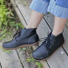 Ботинки женские из натуральной кожи, на шнуровке, с круглым носком, демисезонные, 2020