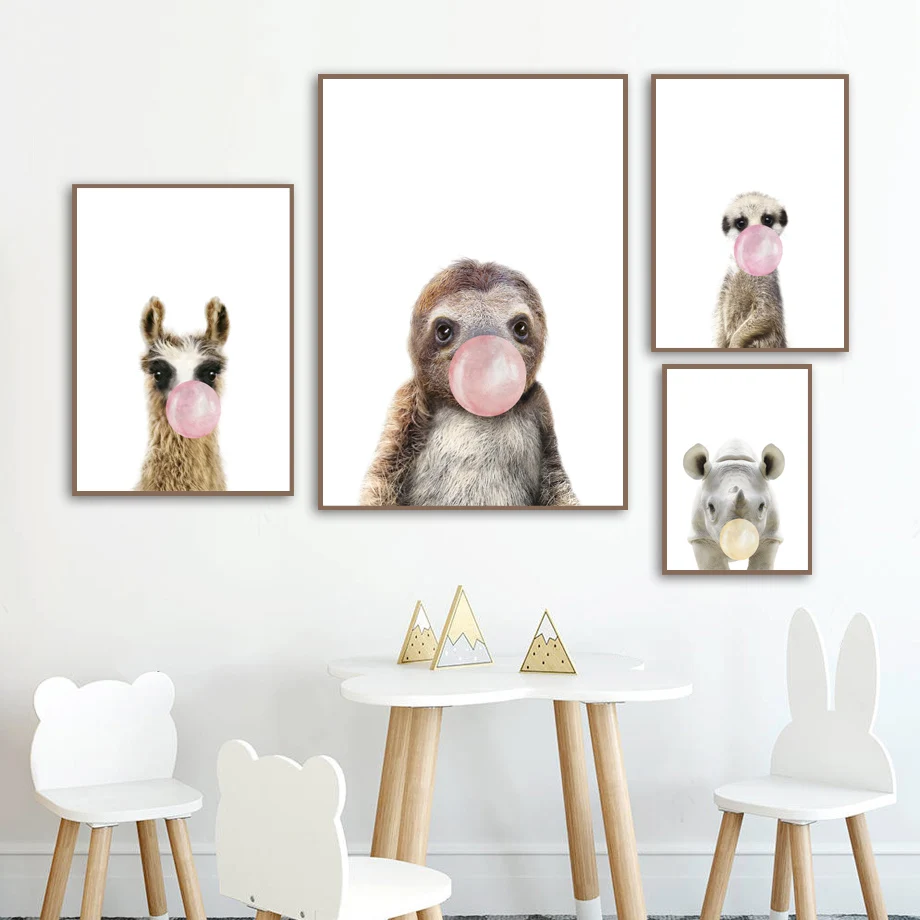 Tiger Monkey Sheep Nordic Posters And Prints Animal Wall Art Canvas Painting Picture Kids Baby Room Scandinavian Home Decor | Дом и сад