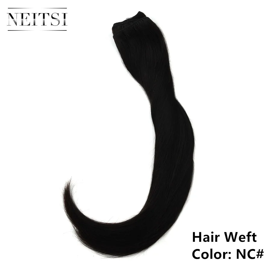 Natural Color Neitsi человеческие волосы уток для наращивания прямые человеческие волосы переплетения пучки 100 г/шт - Цвет: Natural Color