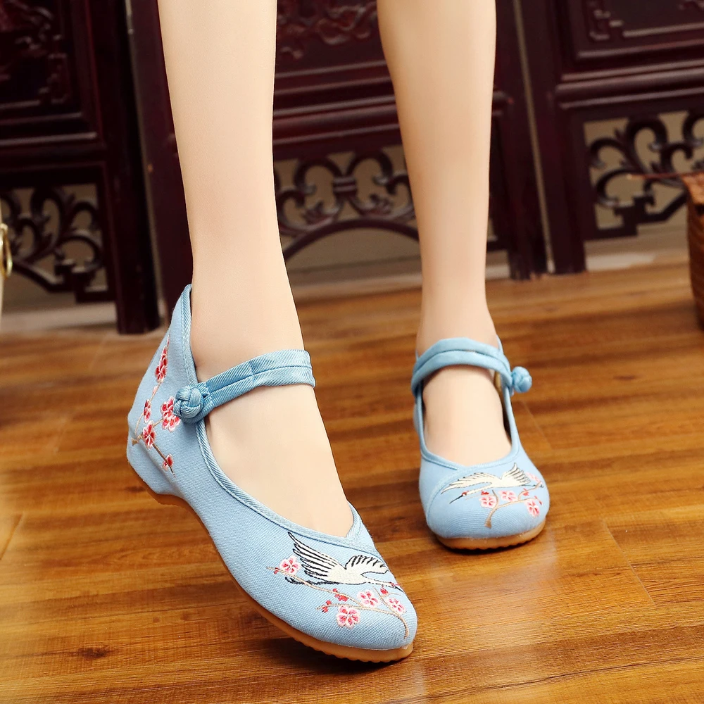 Women Canvas Embroidery Shoes Vintage Chinese Ladies Casual Ballet Flats Comfort Woman Cotton Ballerinas Zapatos Mujer | Обувь