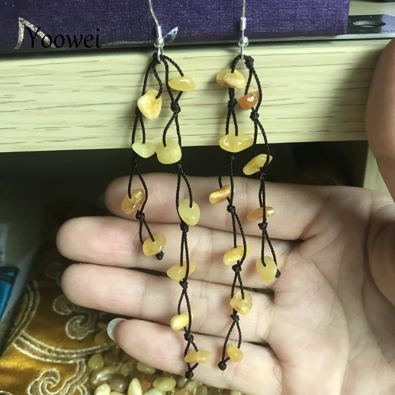 Yowei, натуральные янтарные фишки, женские серьги, Прибалтики, оригинальные неправильные бусины, сделай сам, дизайнерские янтарные ювелирные изделия, висячие серьги ручной работы
