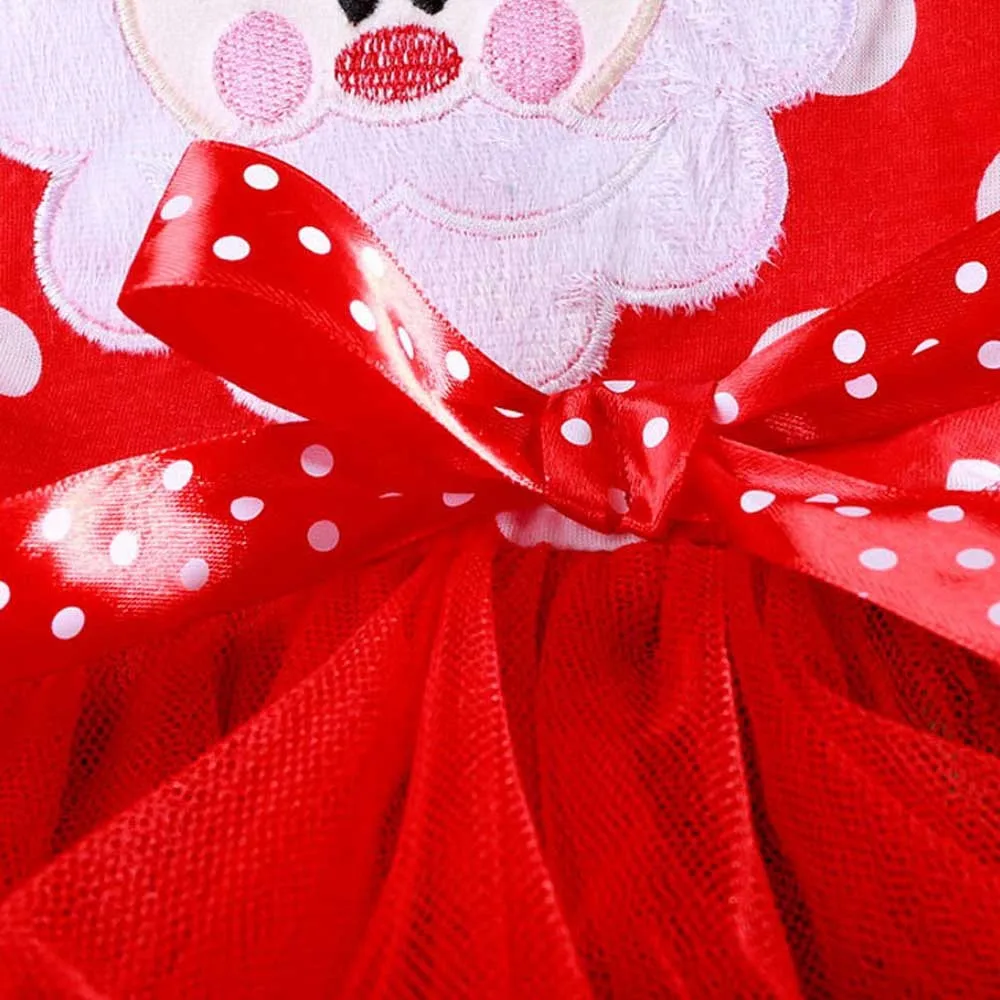 2018 New Christmas Dress For Girls Long Sleeve Merry Dresses Kids Polka Dot Xmas 2-6T Lace Bow Princess | Детская одежда и обувь