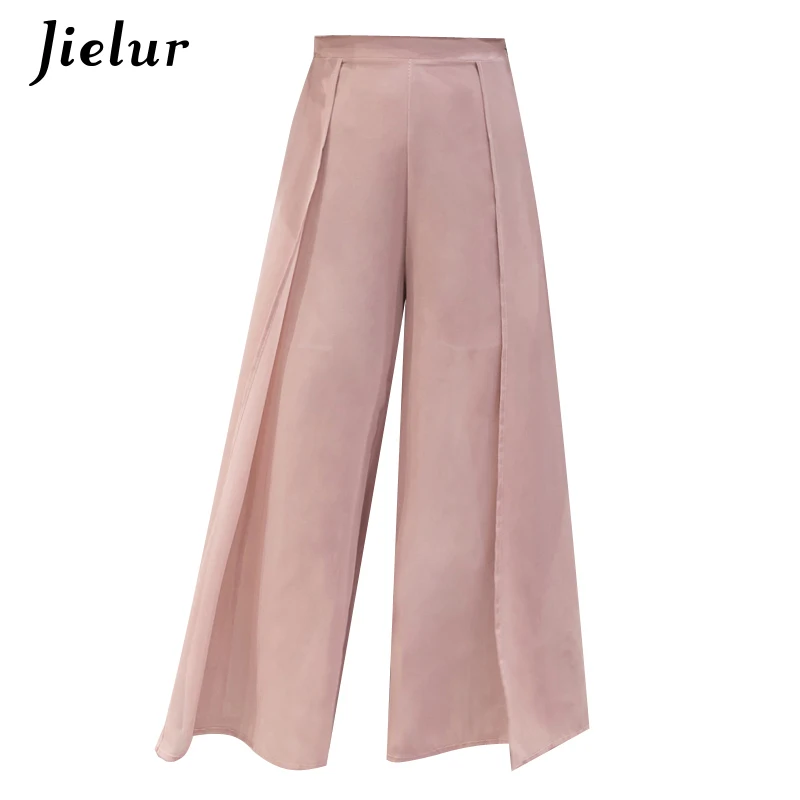 Jielur корейский модный простой брюки с высокой талией женские 2019 s xl белые черные
