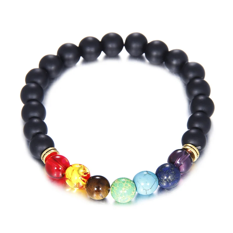 Natural Stone 7 Chakra Bracelets Bangles Adjustable Buddha Prayer Tiger Eye Bead Bracelet Men Women Healing Balance Yoga Jewelry | Украшения