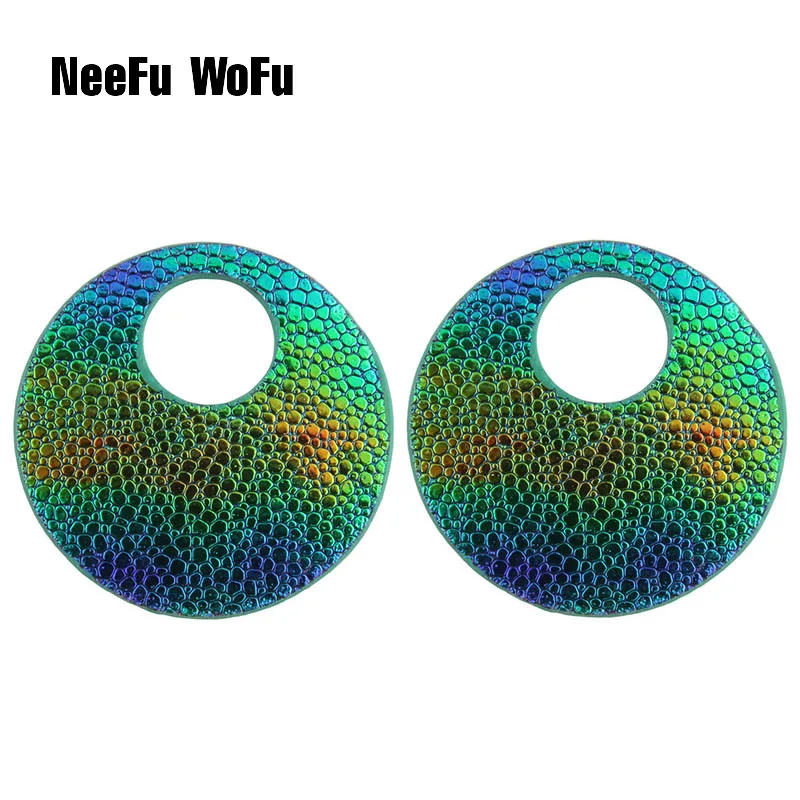 Большие серьги NeeFu WoFu из кожи с эффектом вспышки женские круглые большие