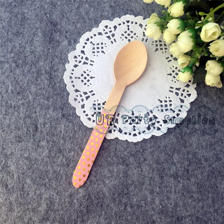 Бесплатная доставка 36 шт. детские розовые столовые приборы из фольги в горошек