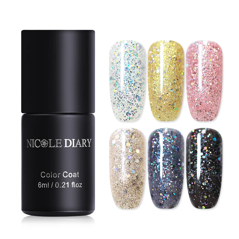 Nicole Diary Magic Starlight Гель-лак 6 мл красочные Holo блестки пайетки личная гигиена лак 6 цветов