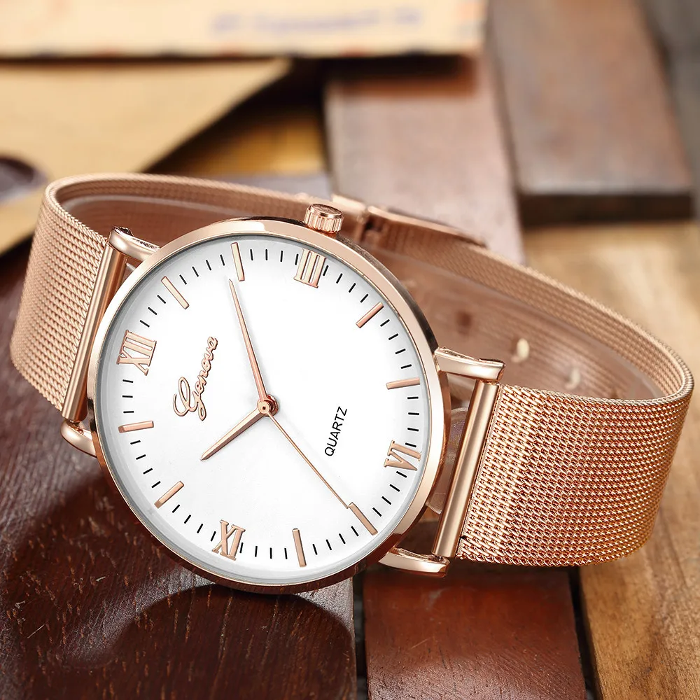 Часы наручные женские из нержавеющей стали Классические аналоговые кварцевые