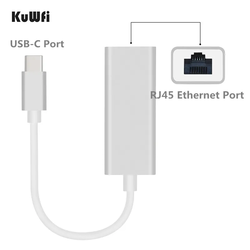 KuWfi 10/100 Мбит/с Type C RJ45 Lan адаптер USB Ethernet сетевая карта для MacBook|Сетевые карты| |