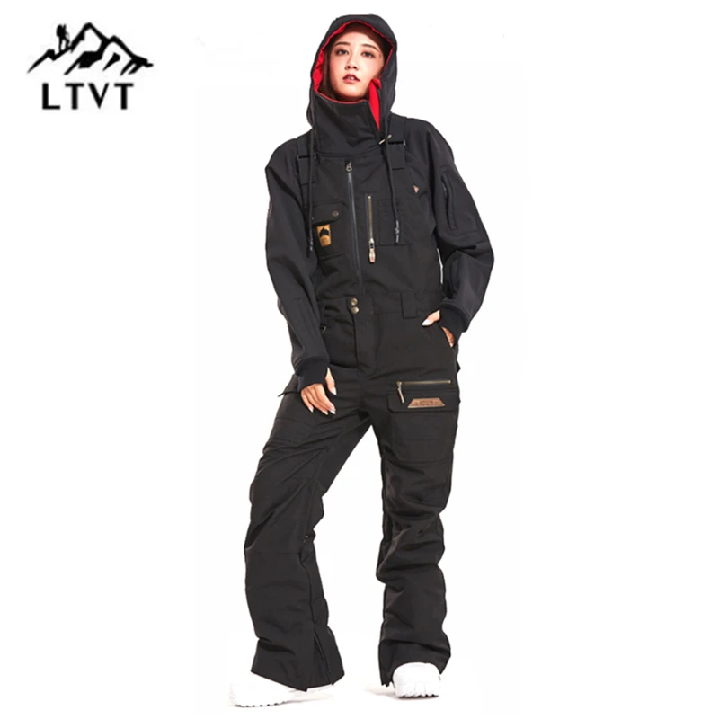 

LTVT Women/Men Ski Pants Professional Winter Snowboard Pants Conjoined SKI TROUSERS Jumpsuit Ski Female Hiking Ski Pants