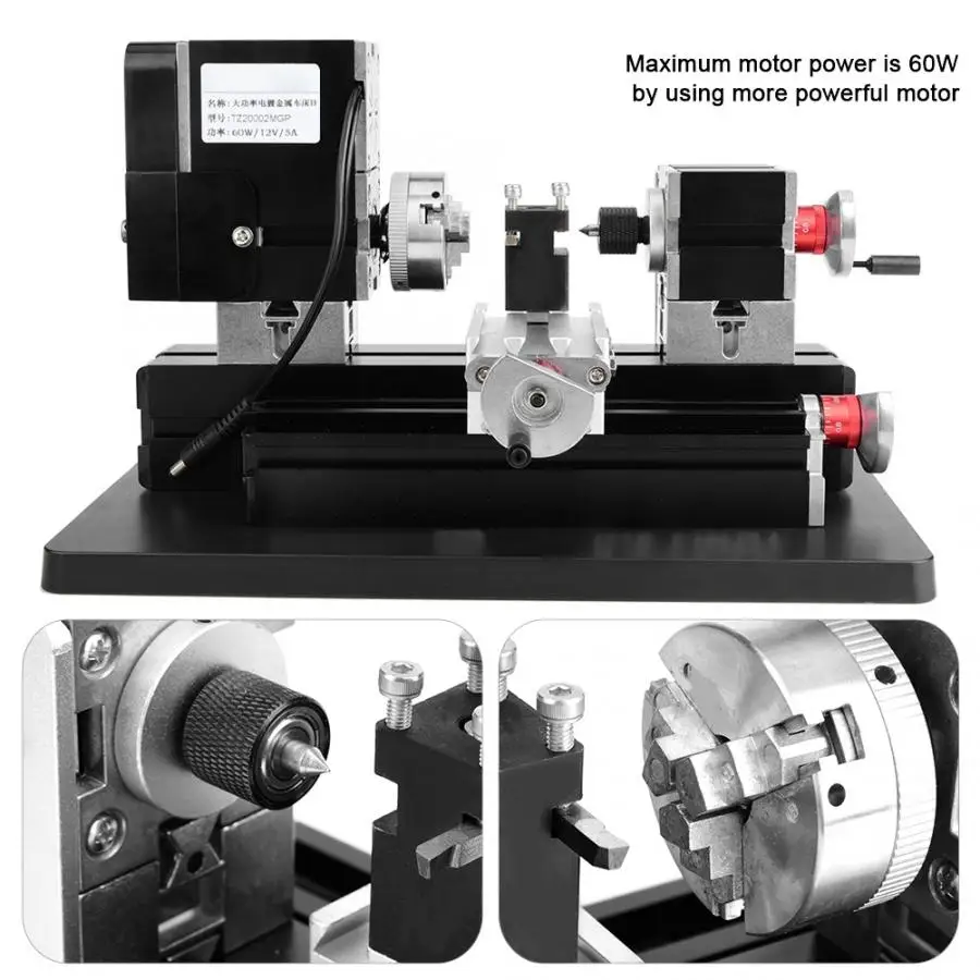 5A 60W 100-240V CNC мини металлический токарный станок для DIY деревообрабатывающий станок токарный станок с ЧПУ с переменной Скорость фрезерные станки высокого качества цифровой 12000 об./мин