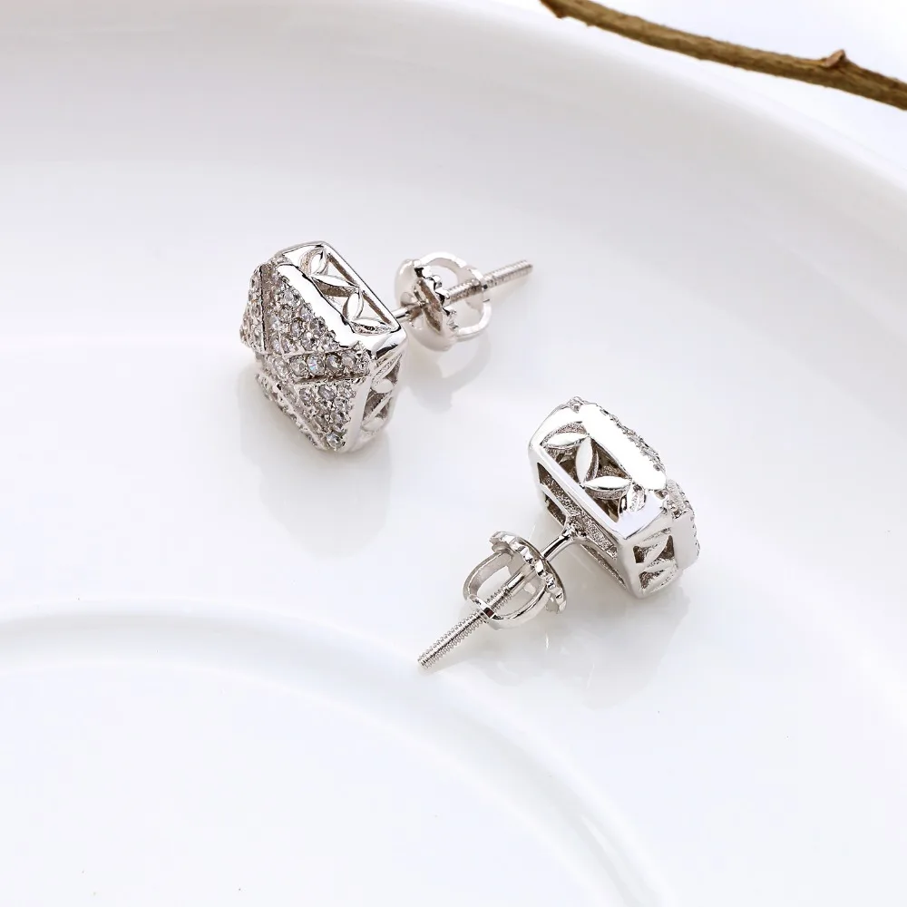 Женские и мужские серьги гвоздики с квадратным крестом фианитом|cute jewelry|screw backstud