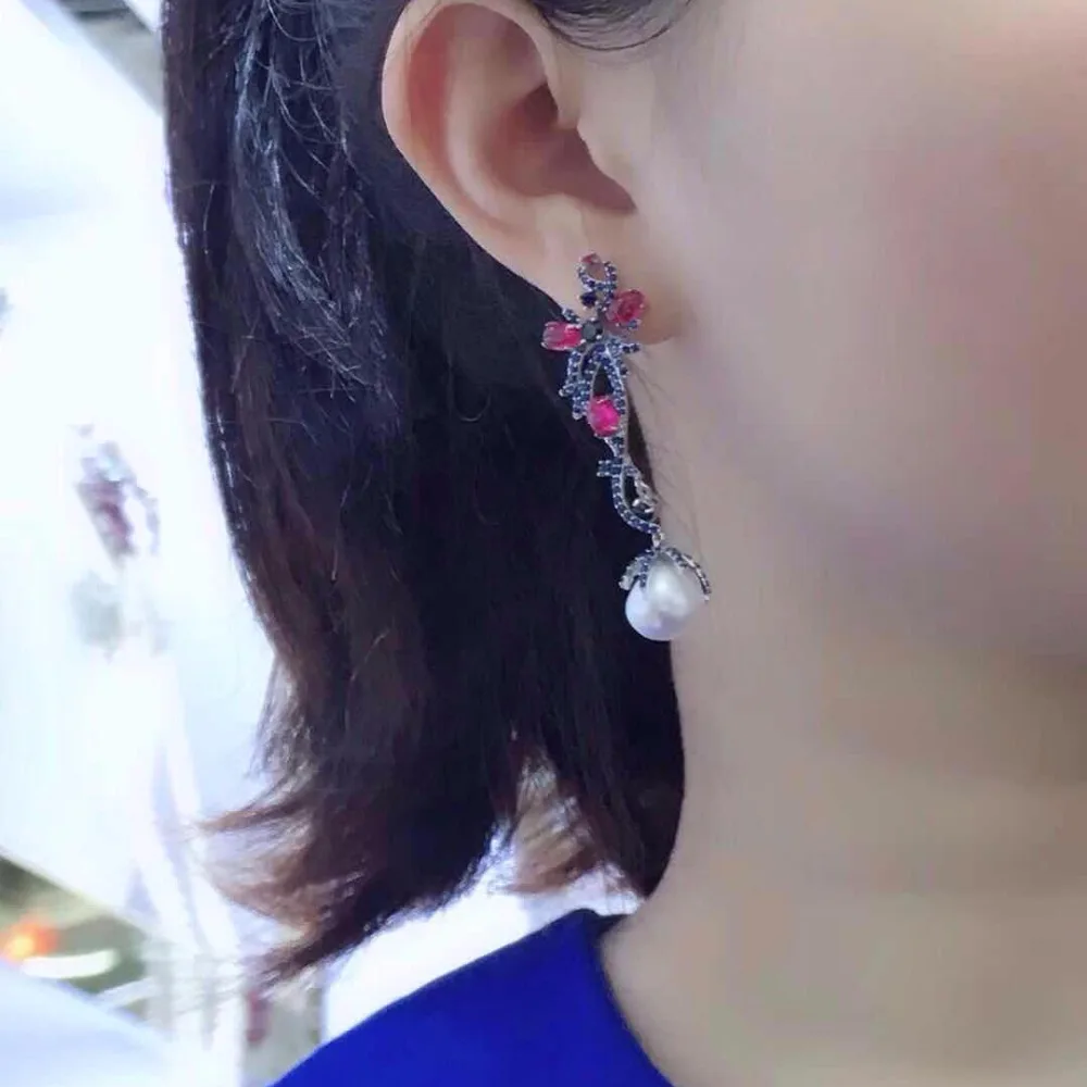Qi Xuan_Trendy jewelry_новые серьги элегантные Серебро S925 инкрустация цирконием и