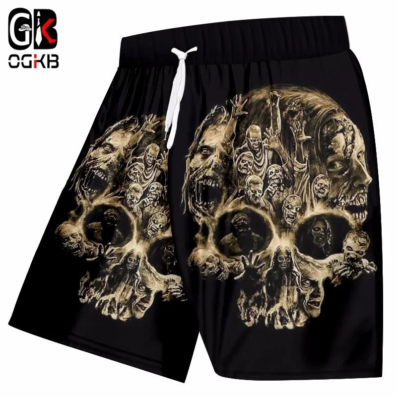 Шорты пляжные OGKB мужские с 3D-принтом черепа дышащая спортивная одежда