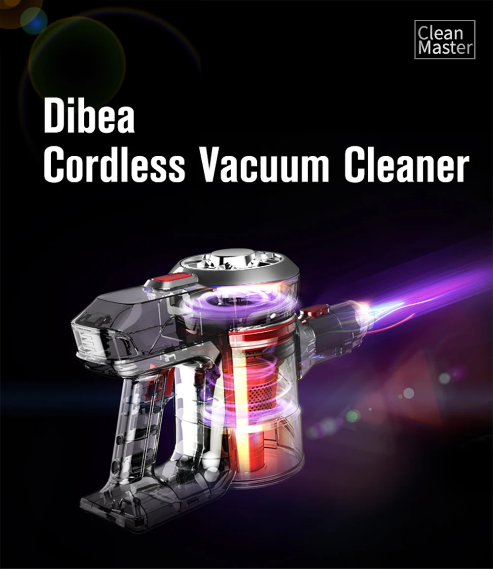Dibea V008 Портативный 2-в-1 беспроводной пылесос High всасывания большой электрический заземляющая щетка с светодиодный свет несколько аксессуары