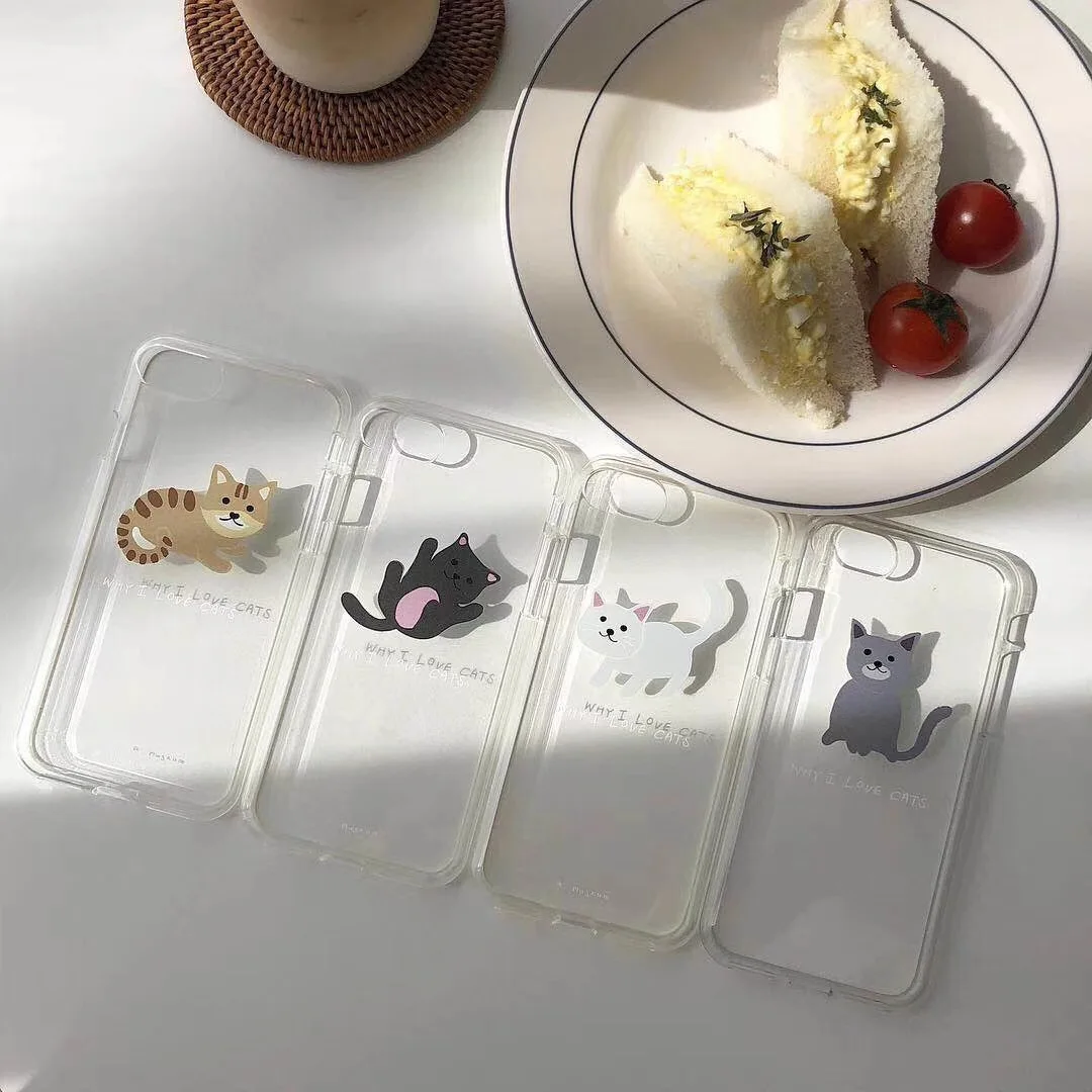 Кот Чехол для iPhone 7 плюс 6 6s Plus милый кремния мультфильм Cat Чехлы X 10 8 Коке |