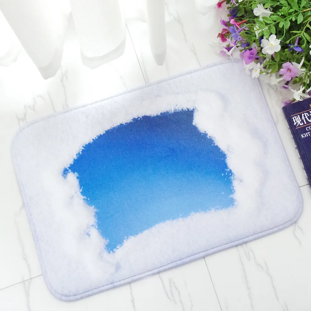 Zeegle Blue Doormat Outdoor Rugs Clouds Printed Bath Mats Flannel Bathroom Carpet Anti-slip Kitchen Area Rug Bedroom Floor Mat | Дом и сад