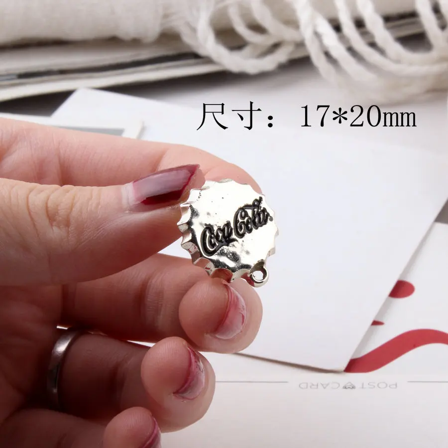 Light Gold 10 шт, модные карамельные цвета, краска, подвеска, крышка бутылки колы и слово, цинковый сплав, очаровательные ювелирные изделия, аксессуары для рукоделия, серьги, браслет - Окраска металла: Light Gold