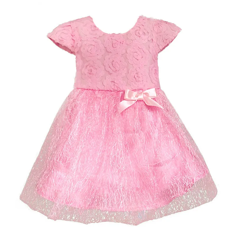 Розничная продажа 2017 г. Летняя детская одежда с бантом для дня рождения бальное