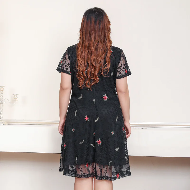 TUHAO 10XL 8XL 6XL 4XL размера плюс летнее платье элегантные черные кружевные офисные