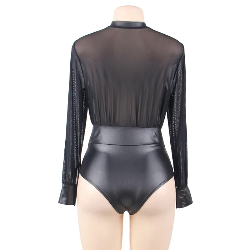 2018 модное женское сексуальное нижнее белье m/3xl/5xl с длинным рукавом кожаный