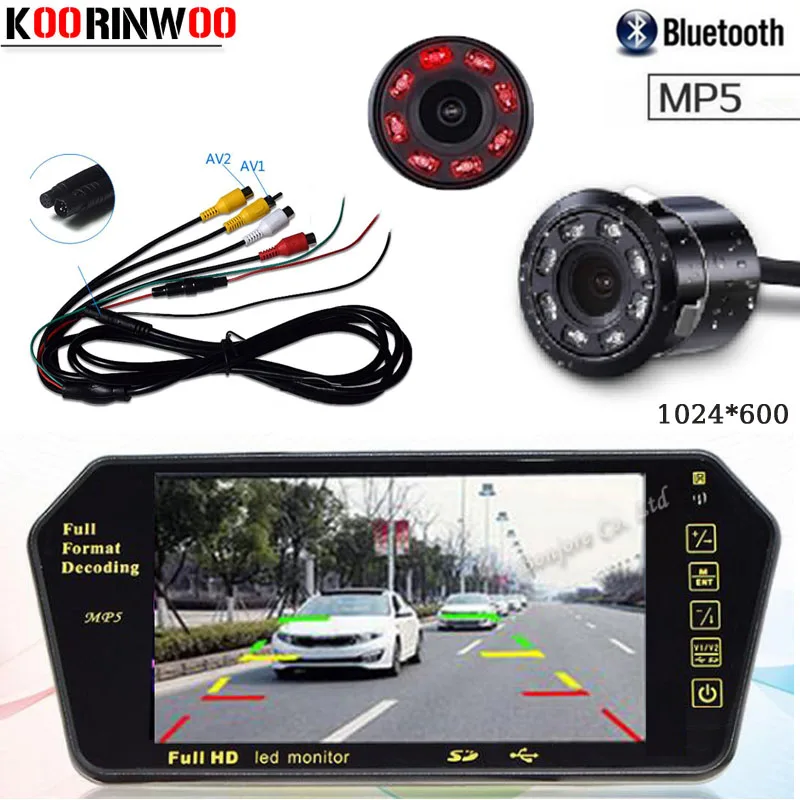 Koorinwoo HD CCD Wirelress 1024*600 автомобильный монитор экран TF USB Bluetooth MP5 FM автомобильная