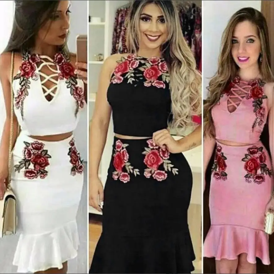 Женское платье без рукавов с вышитыми розами цветочным принтом лето 2019|dress summer|woman