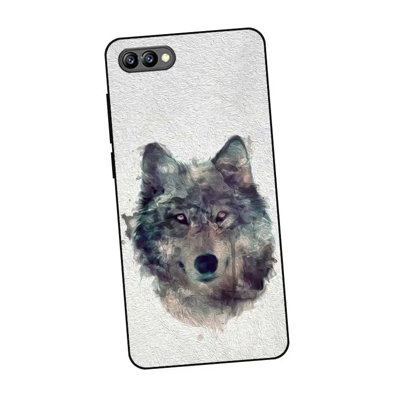 N469 Wolf Animal Black Silicone Case Cover For Huawei Honor 8C 8X 9 10 20i V10 V20 Note10 Max Lite Magic2 |