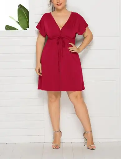 

2022 Summer New Women Dress Fashion V-neck Pullover Sleeveless Chiffon Dress Pure color Slim Big yards Tank Dress