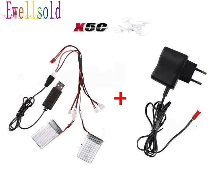 X5C X5 X5SW X5SC RC quadcopter 3 7 В 500 мАч Li po аккумулятор * 2 шт. + USB кабель 5 1 зарядный настенное