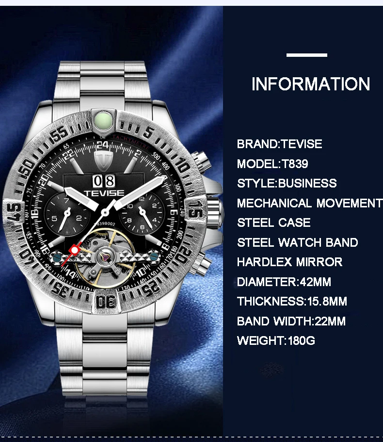 Tevise мужские Tourbillon автоматические механические часы лучший бренд класса люкс золотые для мужчин с автоматическим заводом наручные часы Relogio Masculino
