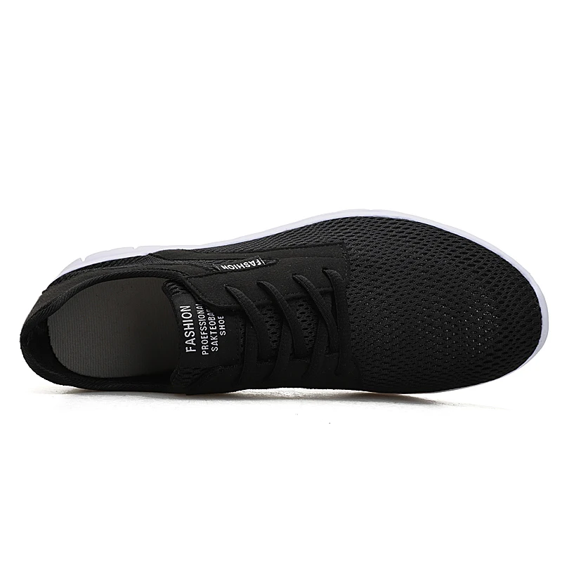 2019 Men Sneakers Summer Fashion Breathable Mesh Shoes Lace Up Gray Black Flat men shoes Plus Size 38-47 | Обувь
