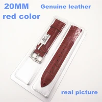 1pcs high quality 20mm genuine cow leather watch band watch strap red color 06257