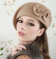 2019 fashion women flowers cashmere berets female bonnet caps winter womens hats high quality wool beret lady painter hats lady