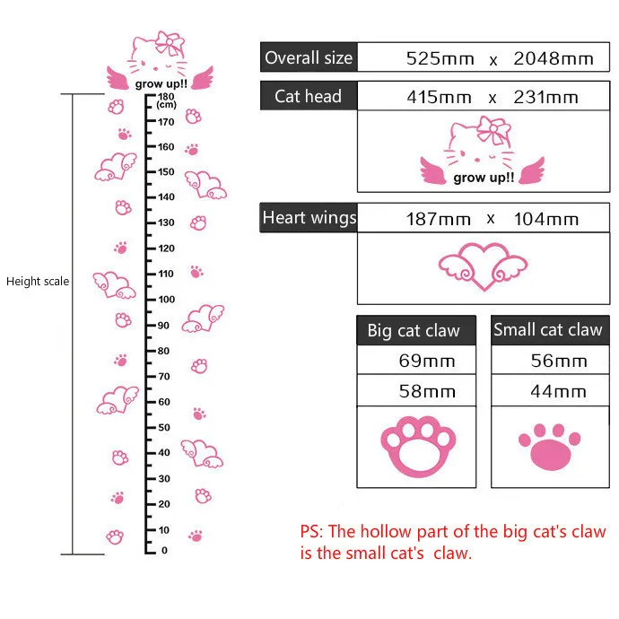 Высота измерения стены гостиной наклейки мультфильм «Hello Kitty» кошка розовый наклейки для детей Детская комната украшения 3d Органайзер