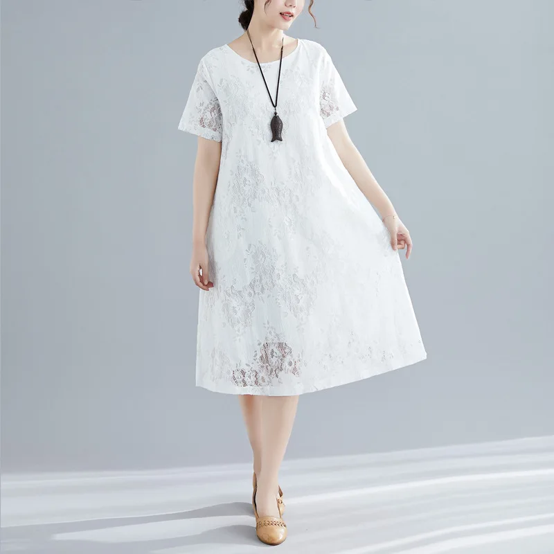 Новинка 2019 летнее однотонное свободное женское платье с круглым вырезом и