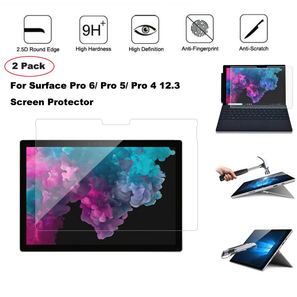 Специально разработанный для Surface Pro 6 12,3 дюймов планшет защитный 2 пакет ультра тонкий 9 H протектор экрана из закаленного стекла# ZS